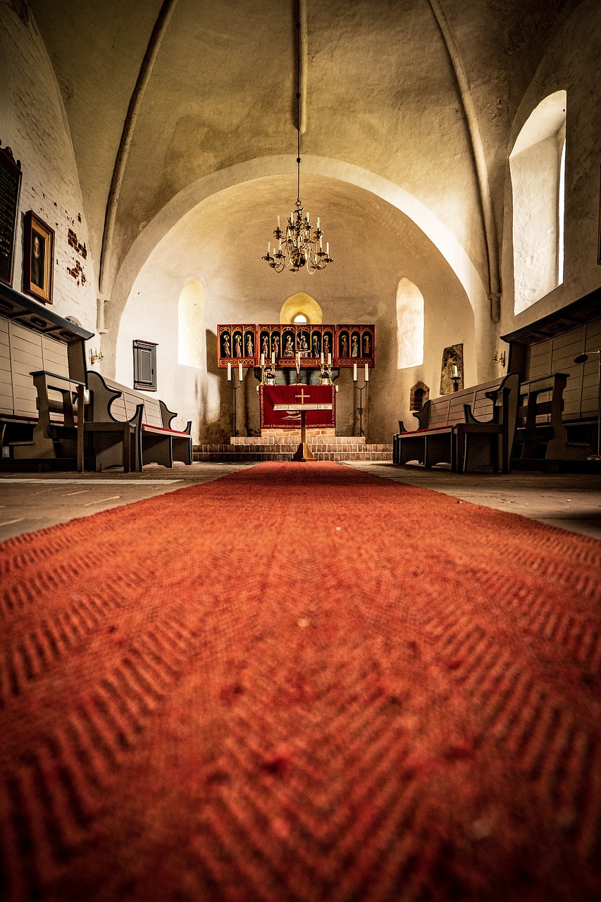 Church interior red carpet
