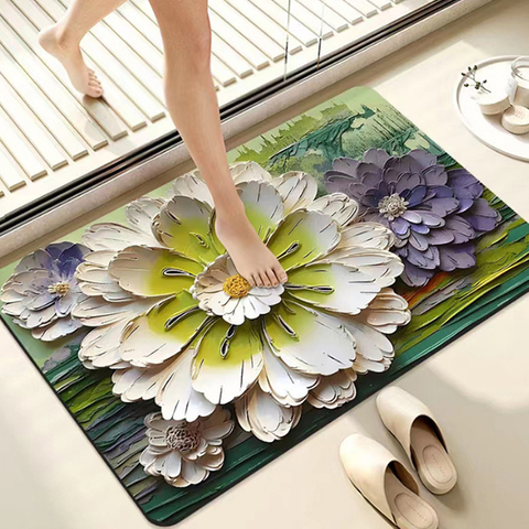 3D New Design Washable Diatomite Fast Drying Bathroom Mat