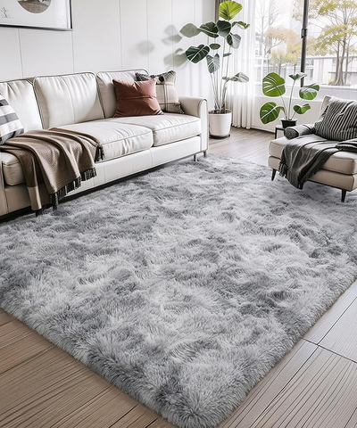 Fluffy Modern Area Rugs for Living Room Bedroom Plush High Pile Tie-Dyed Rug Non-Slip Kids Girls Room Nursery Home Decor Carpet