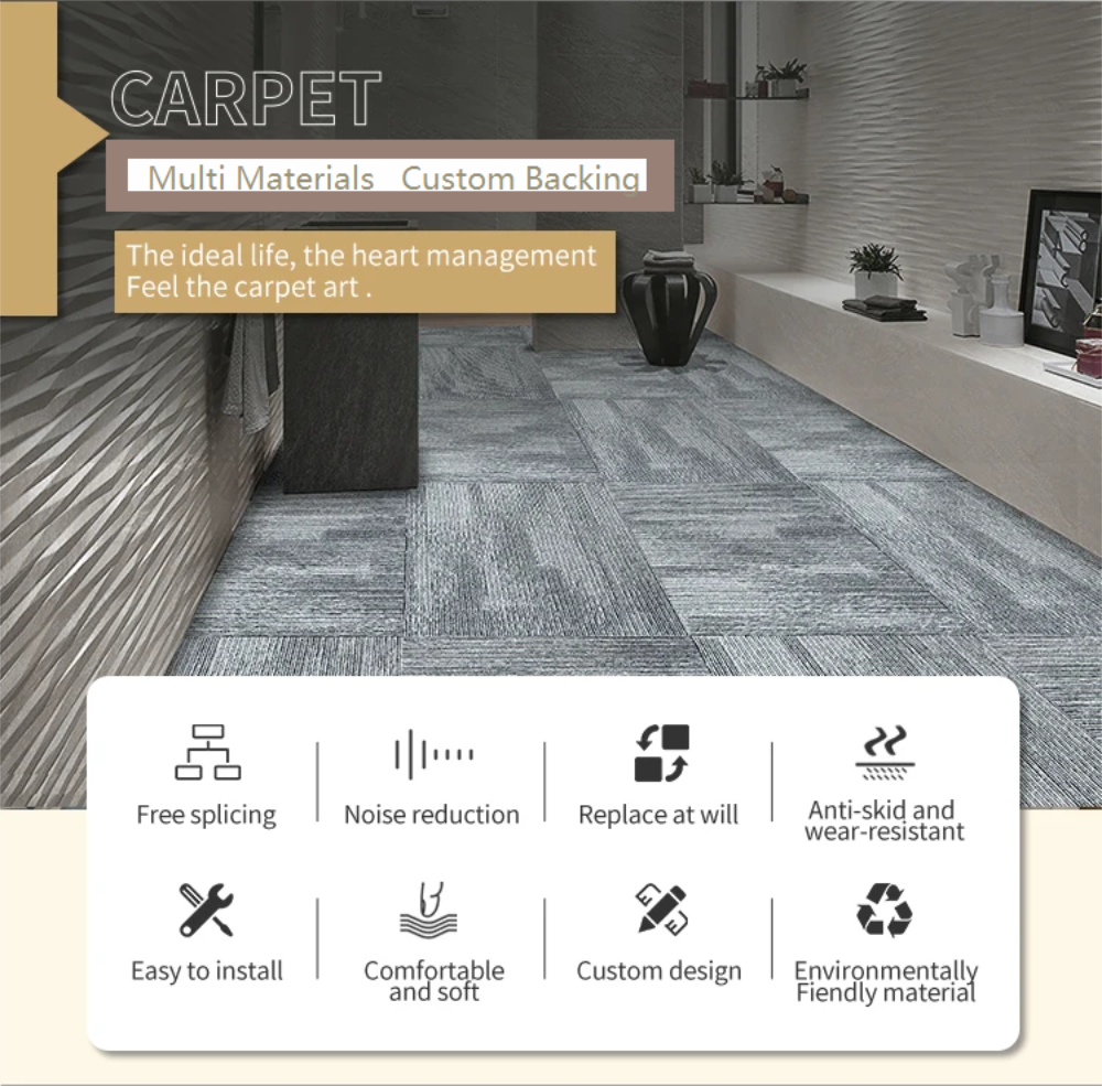 Commercial carpet tiles installed in a modern open-plan office space